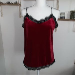 WHBM velvet cami lace trim